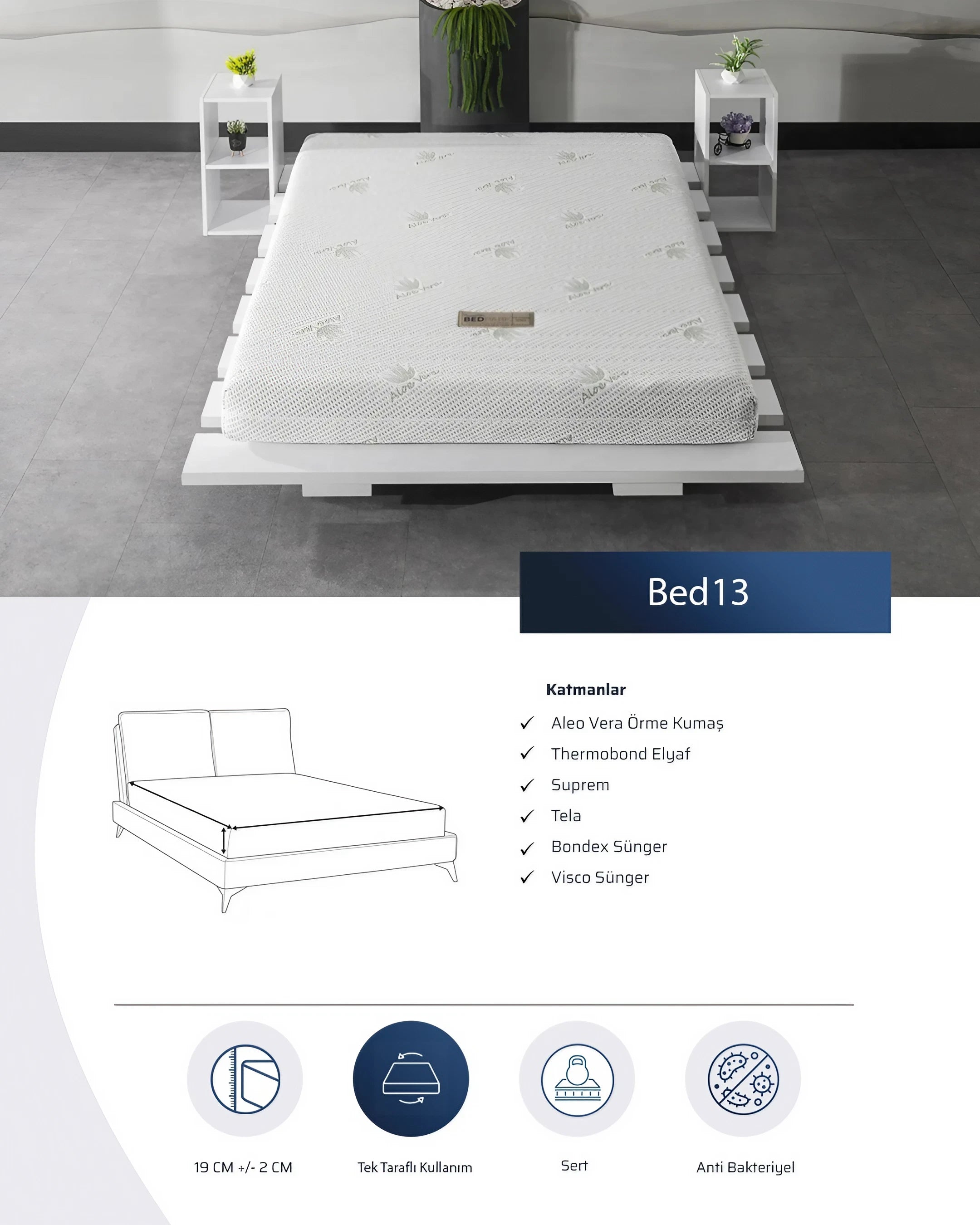 Ultra Ortopedik Kılıflı Visco Yatak Bed13